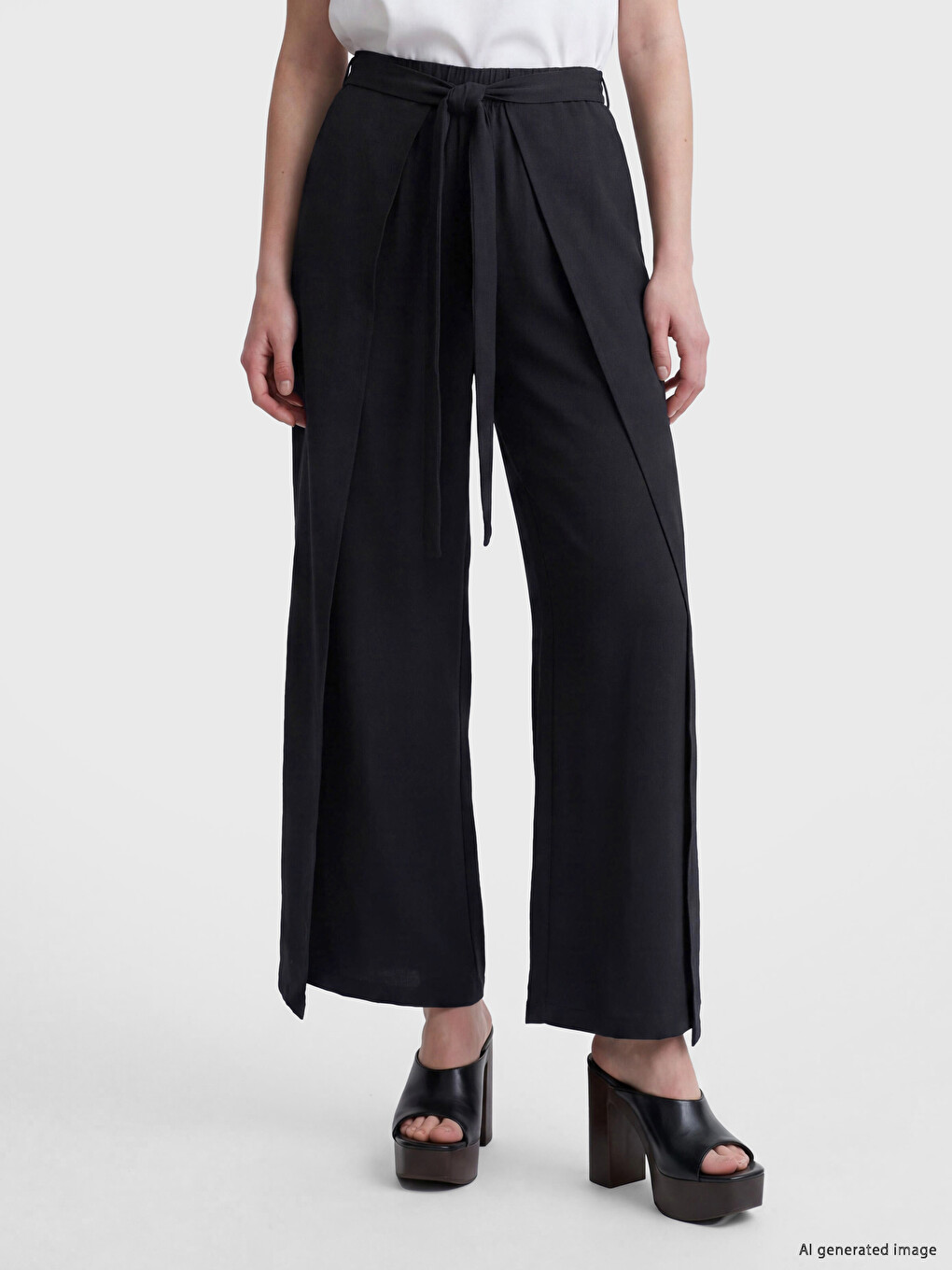 Elastic Waist Wide Leg Women's Trousers-1