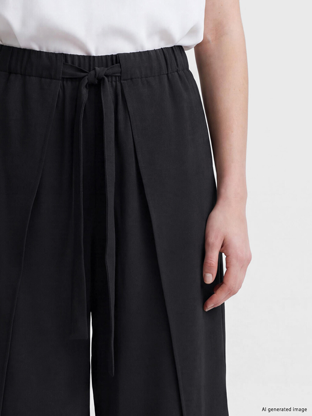 Elastic Waist Wide Leg Women's Trousers-2
