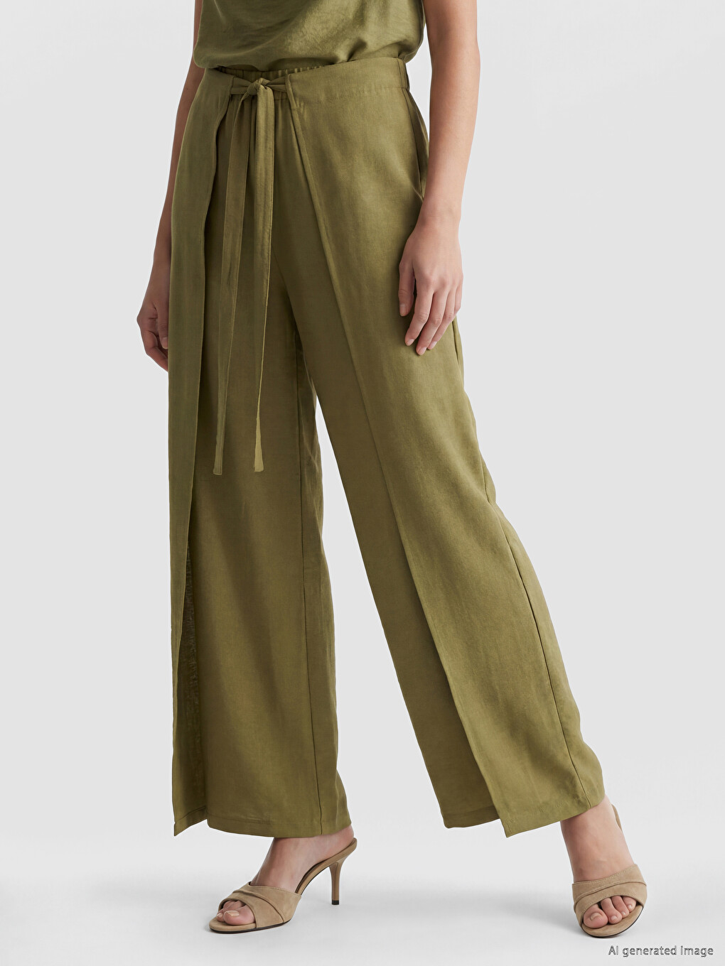 Elastic Waist Wide Leg Women's Trousers-1
