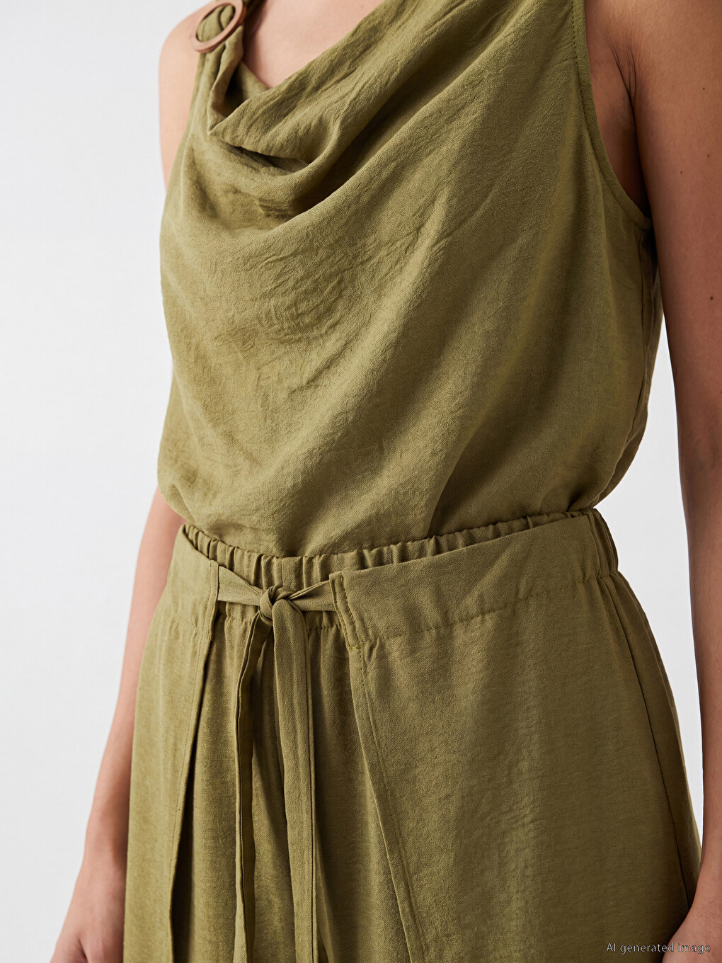 Elastic Waist Wide Leg Women's Trousers-3