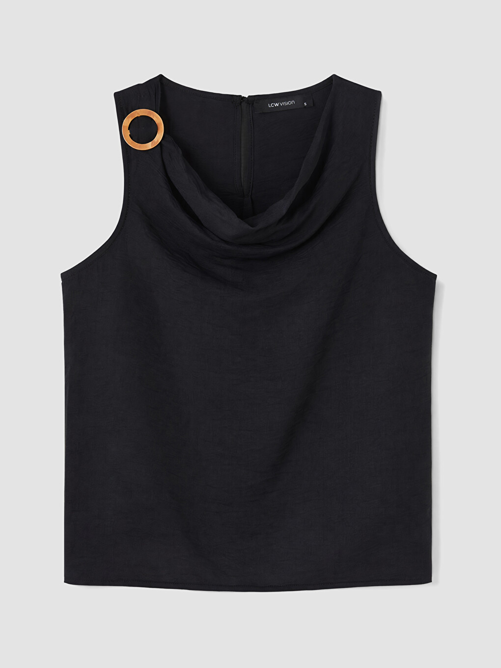 Cowl Neck Buckle Accessorized Blouse-4