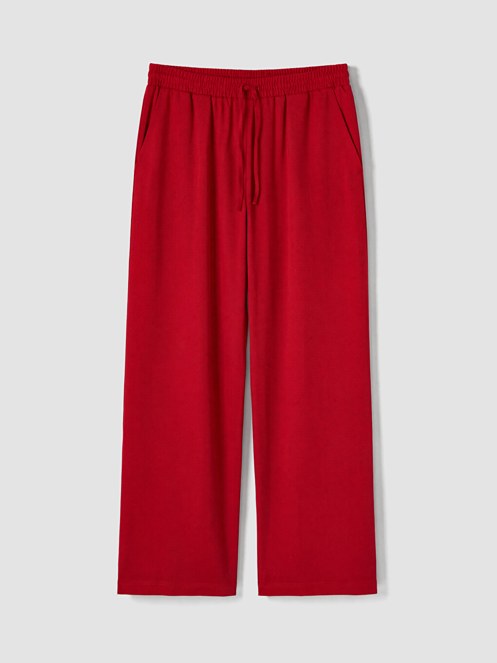 Elastic Waist Linen Blend Women's Trousers-4