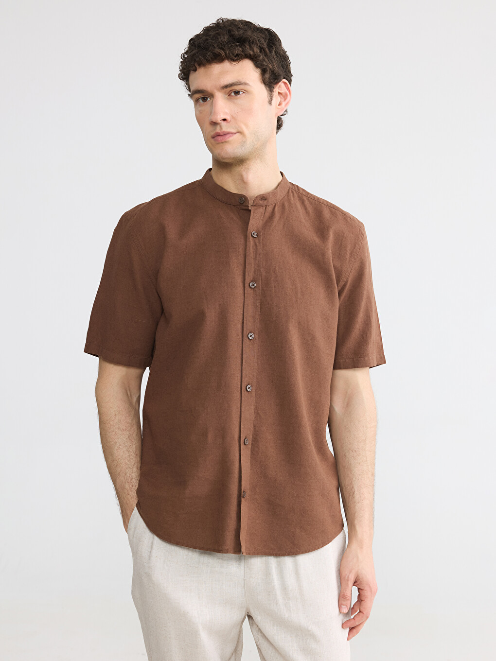 Regular Fit Linen Blend Men's Shirt