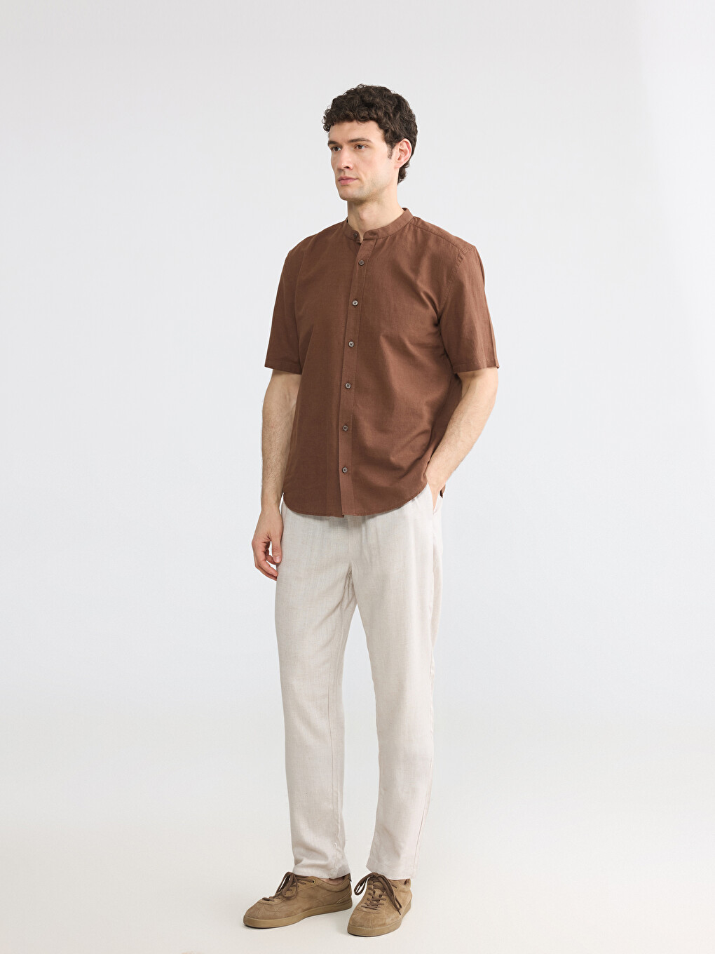 Regular Fit Linen Blend Men's Shirt-1
