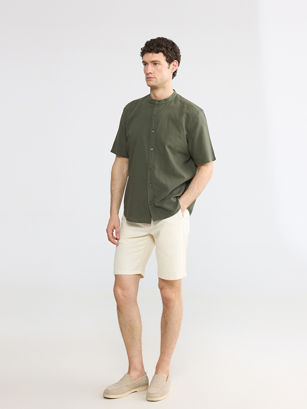 Regular Fit Linen Blend Men's Shirt-1