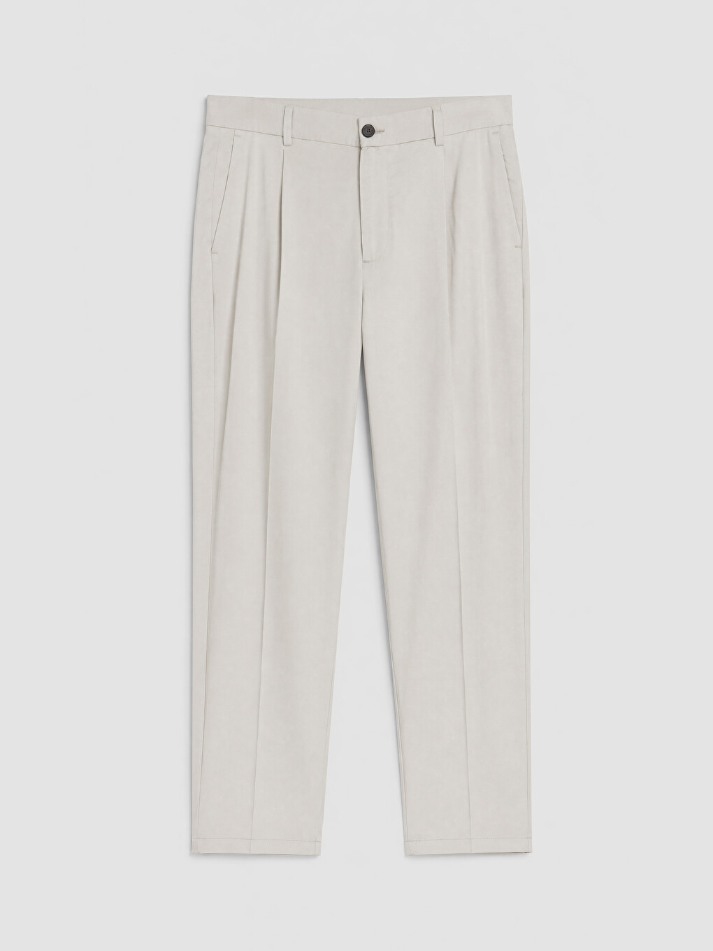 Bej Regular Fit Erkek Pileli Gabardin Pantolon
