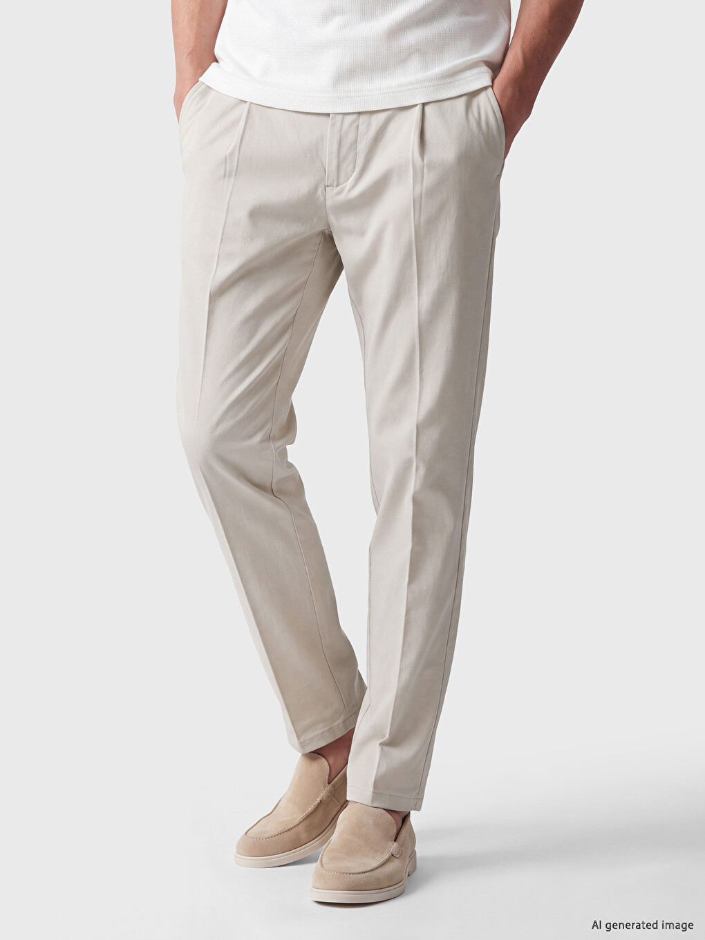 Regular Fit Men's Pleated Gabardine Trousers-1