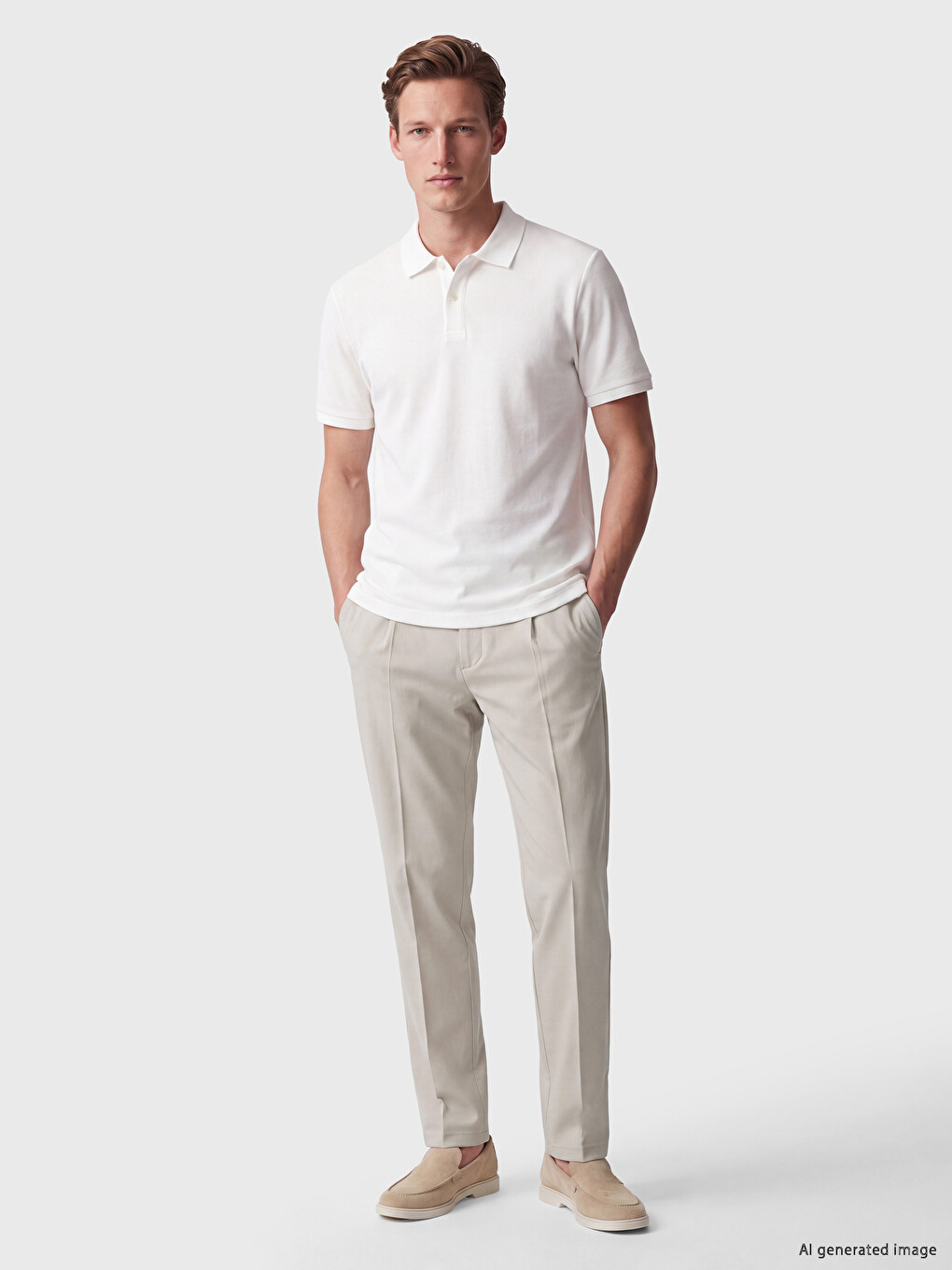 Regular Fit Men's Pleated Gabardine Trousers-2