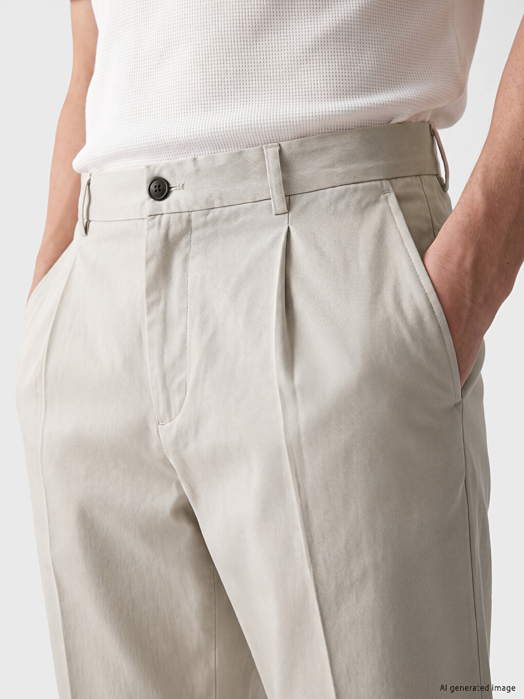 Regular Fit Men's Pleated Gabardine Trousers-3