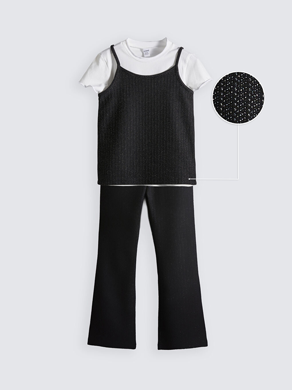 Beyaz Simli Kız Çocuk Tişört Tayt ve Atlet-1