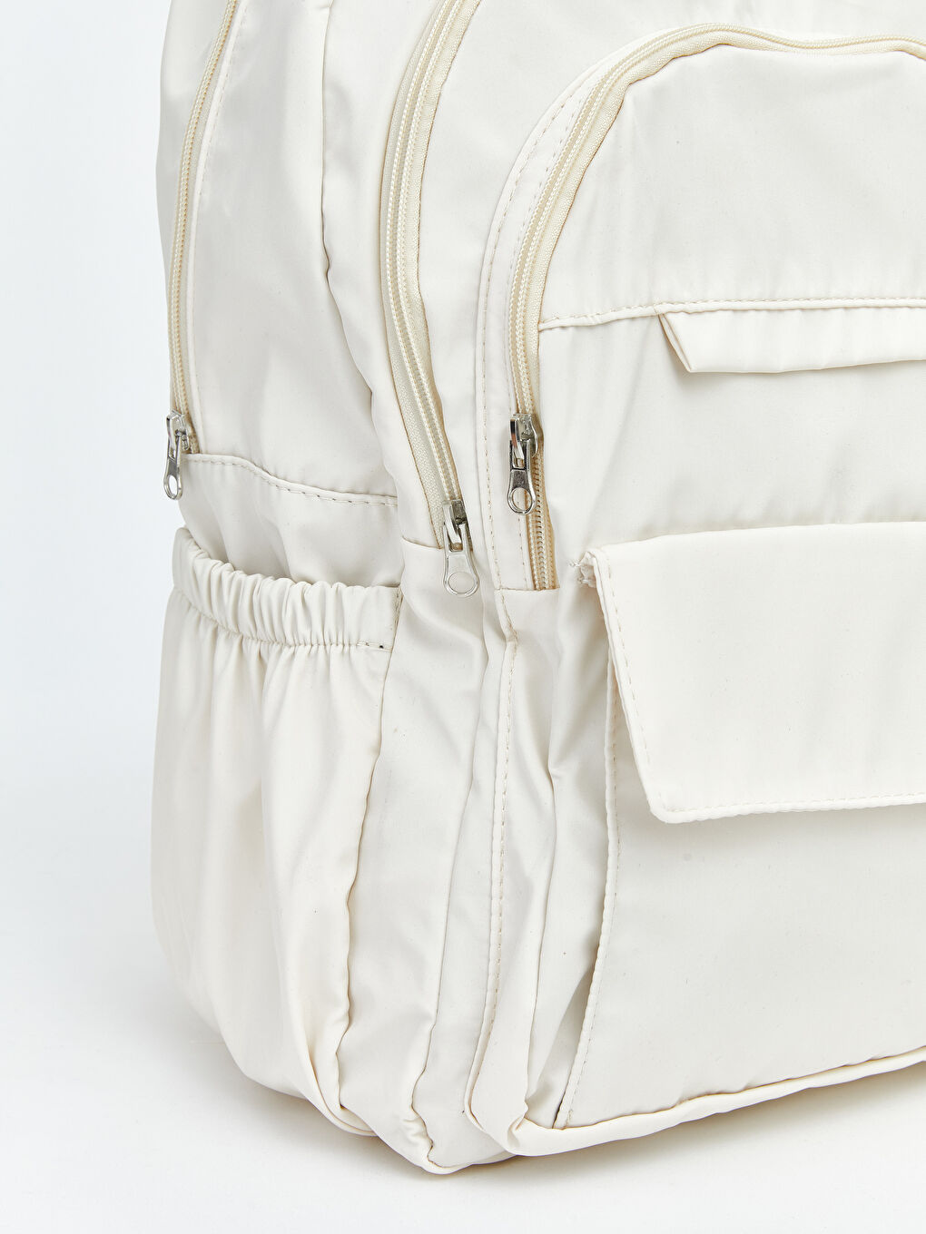 Ekru Çok Bölmeli Kadın Sırt Çantası-4