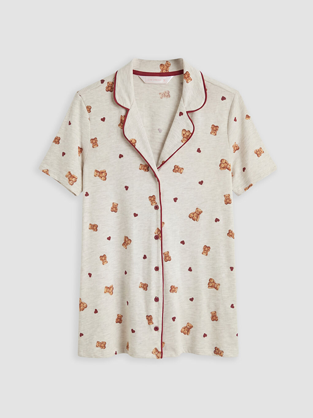 Bej Gömlek Yaka Hamile Pijama Takımı-1