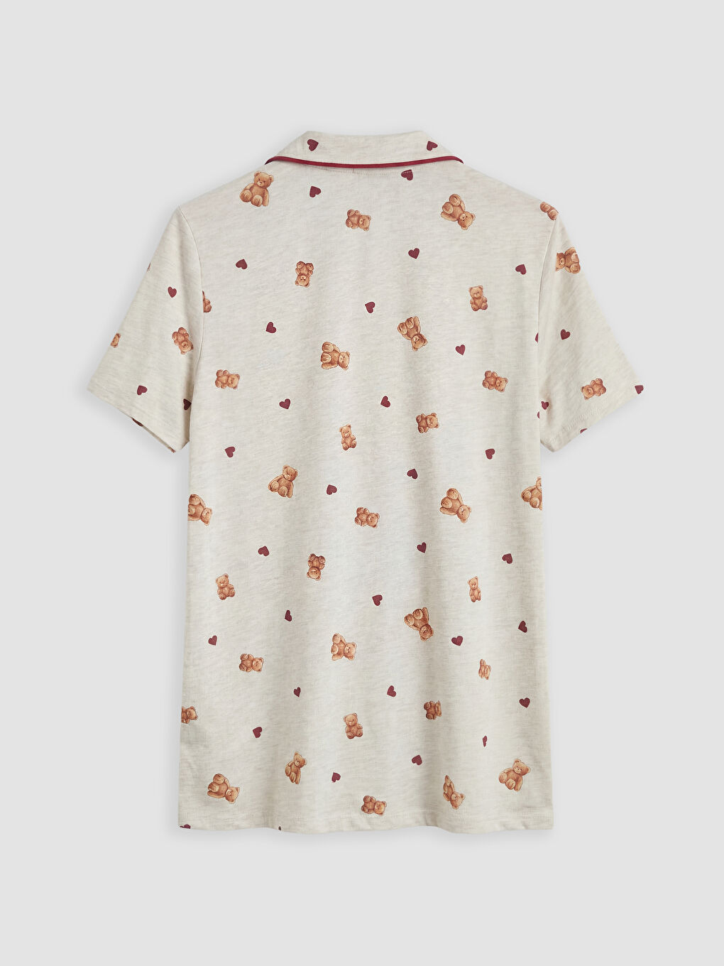 Bej Gömlek Yaka Hamile Pijama Takımı-2