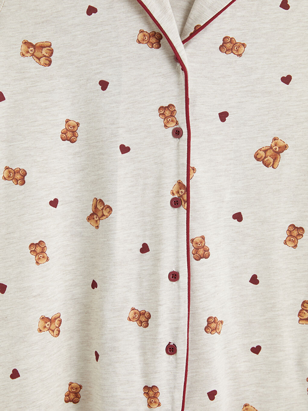 Bej Gömlek Yaka Hamile Pijama Takımı-5