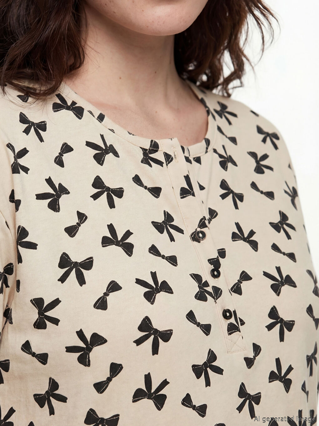 Bow Patterned Women's Maternity Nightdress-2