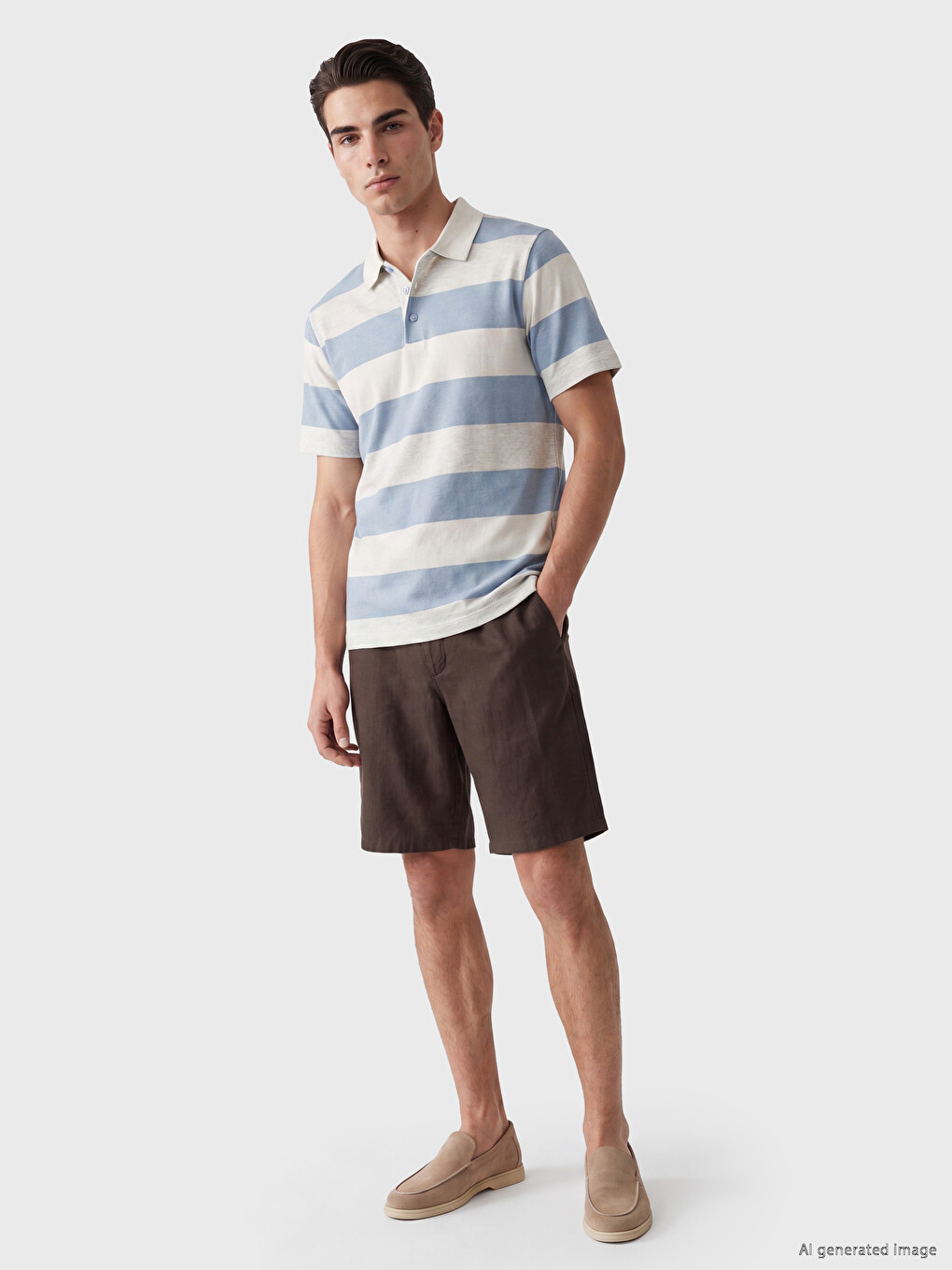 Polo Collar Striped Men's T-shirt-1
