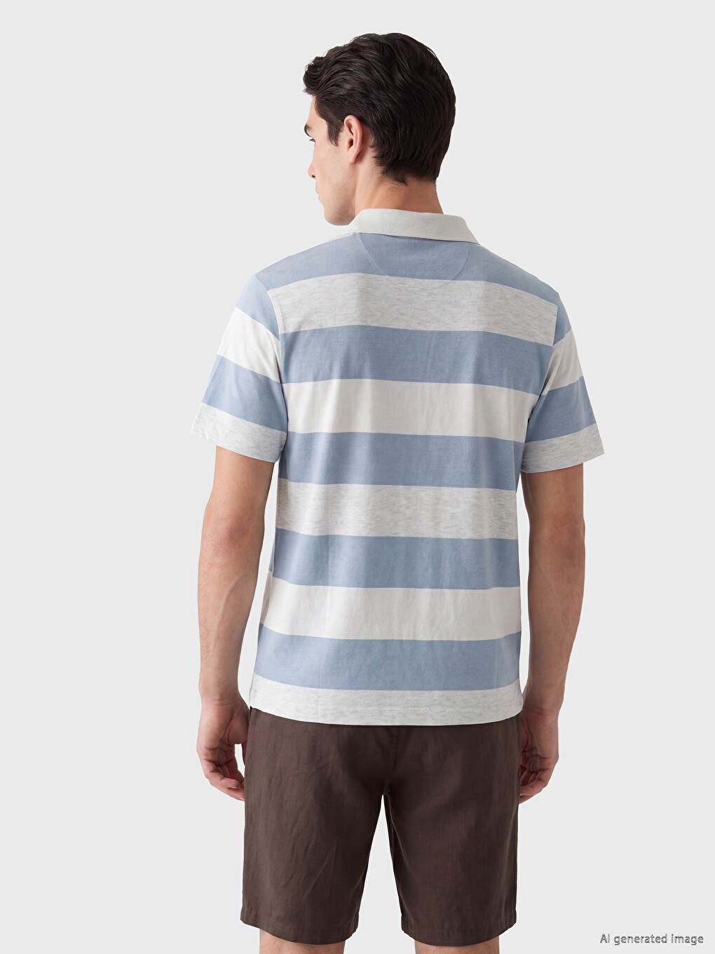 Polo Collar Striped Men's T-shirt-2