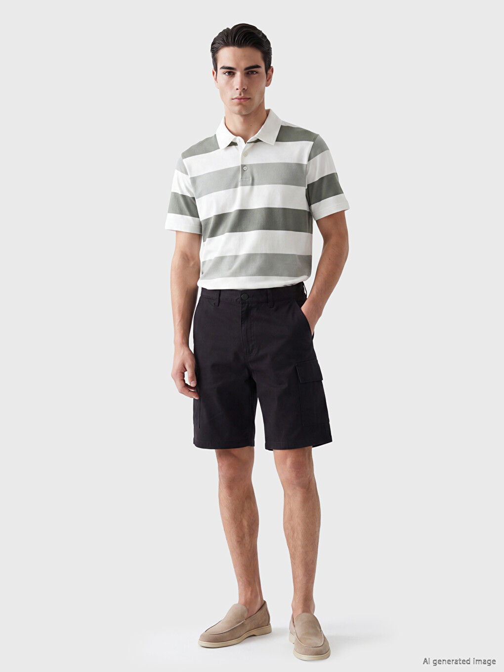 Polo Collar Striped Men's T-shirt-1
