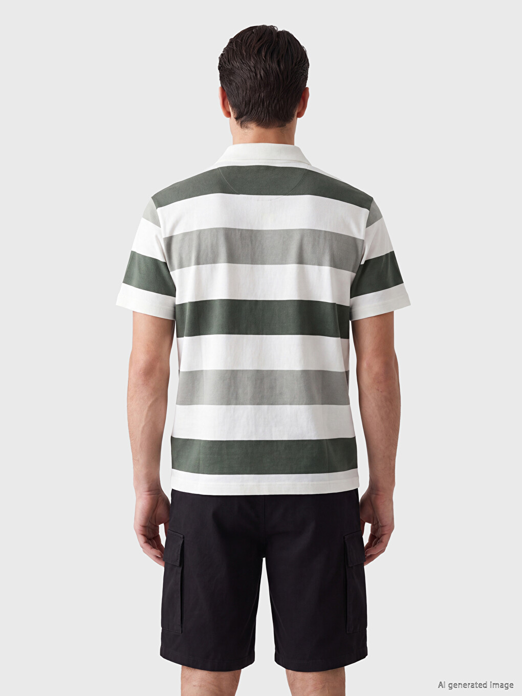 Polo Collar Striped Men's T-shirt-2
