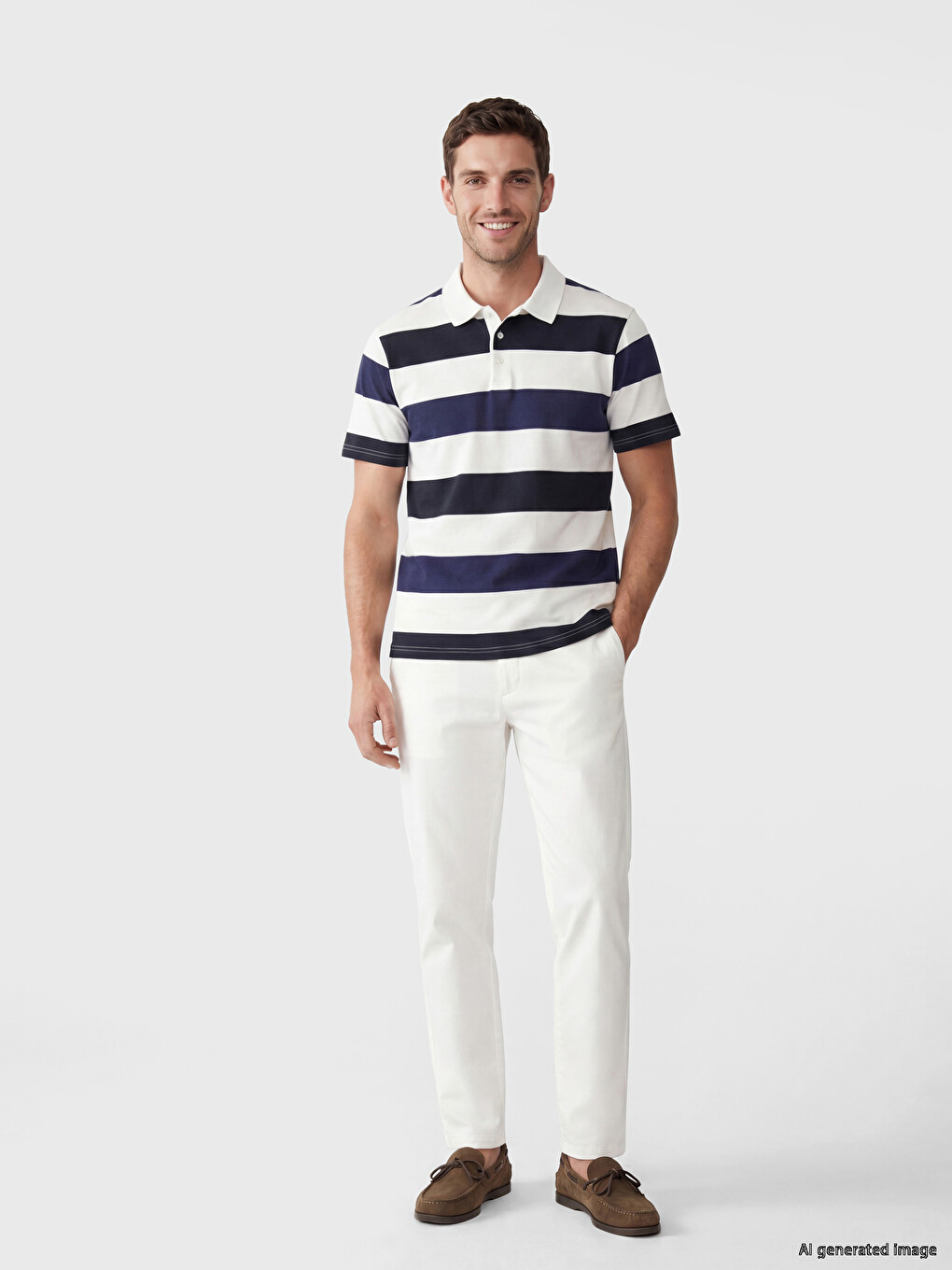 Polo Collar Striped Men's T-shirt-1