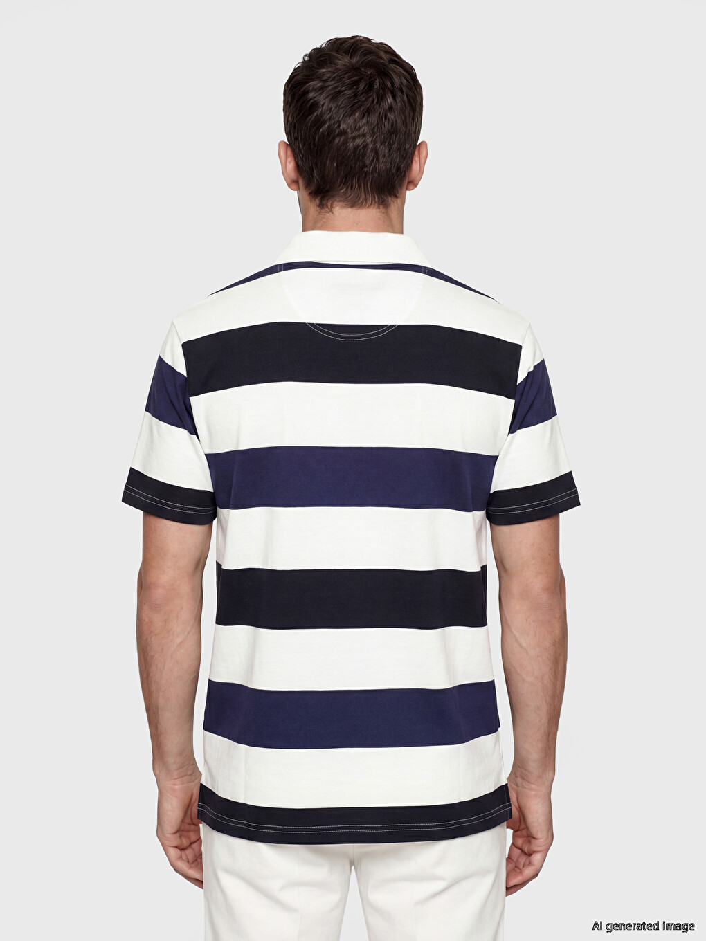 Polo Collar Striped Men's T-shirt-3