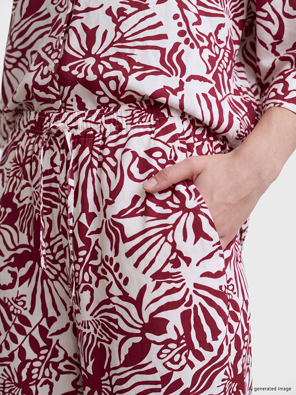 Patterned Wide Leg Women's Trousers-2