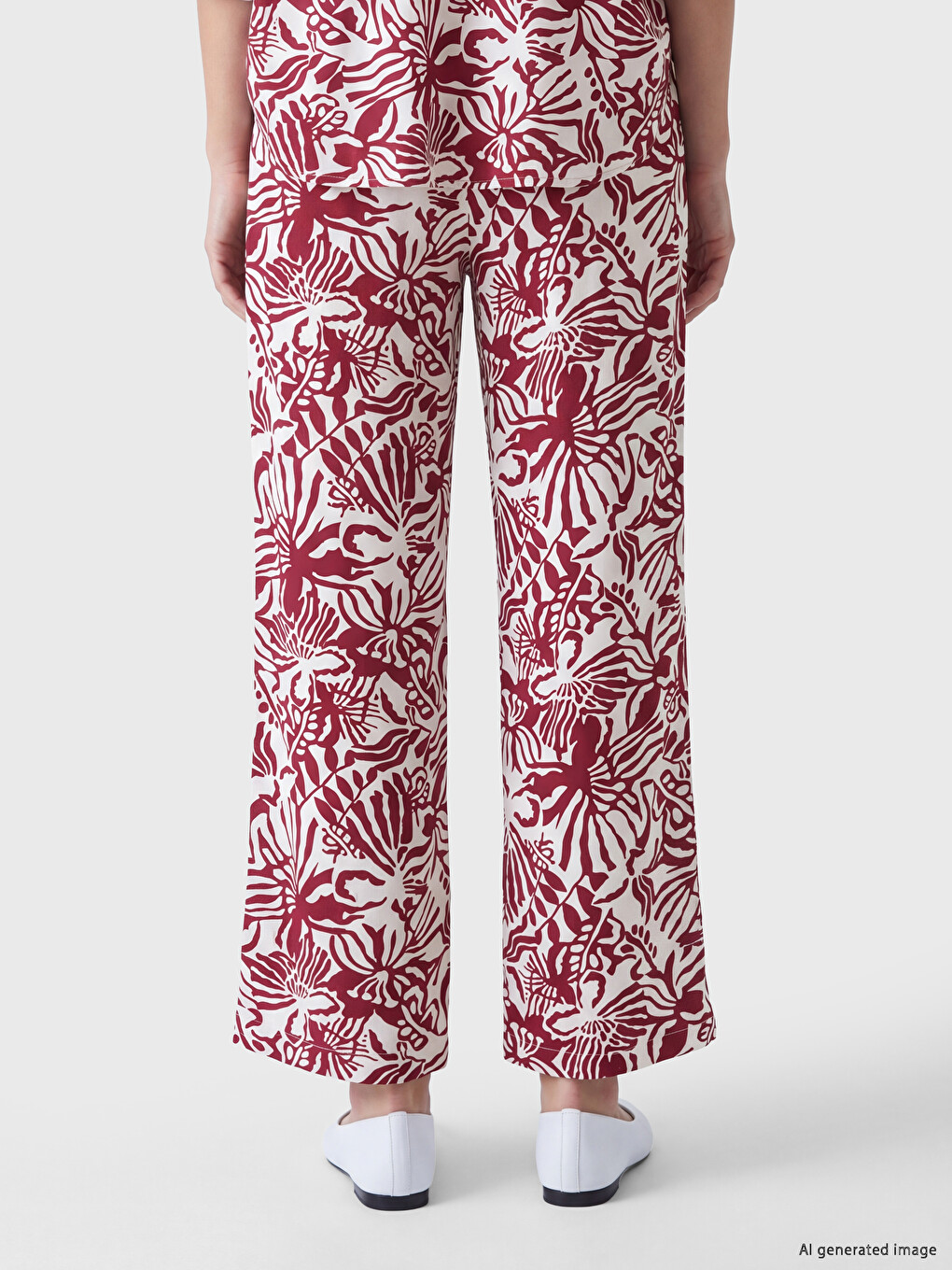 Patterned Wide Leg Women's Trousers-3