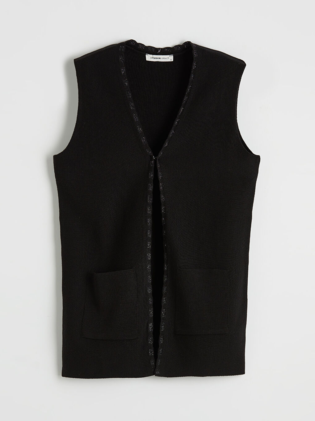 Siyah V Yaka Kadın Triko Yelek