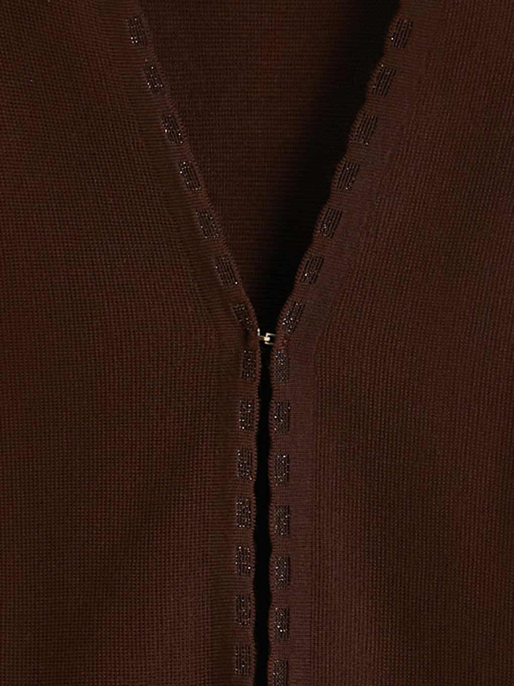 Kahverengi V Yaka Kadın Triko Yelek-1