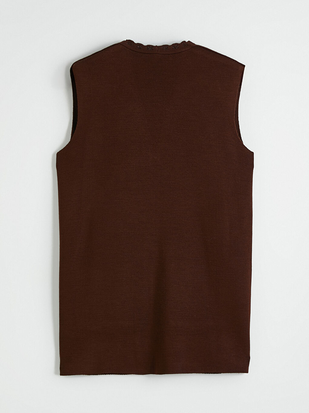 Kahverengi V Yaka Kadın Triko Yelek-2