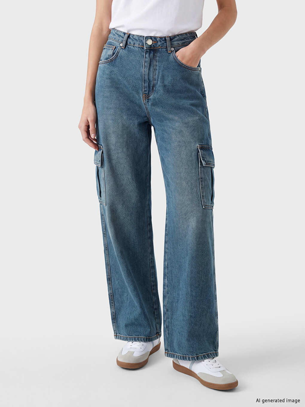 Regular Fit Cargo Women's Jeans-1