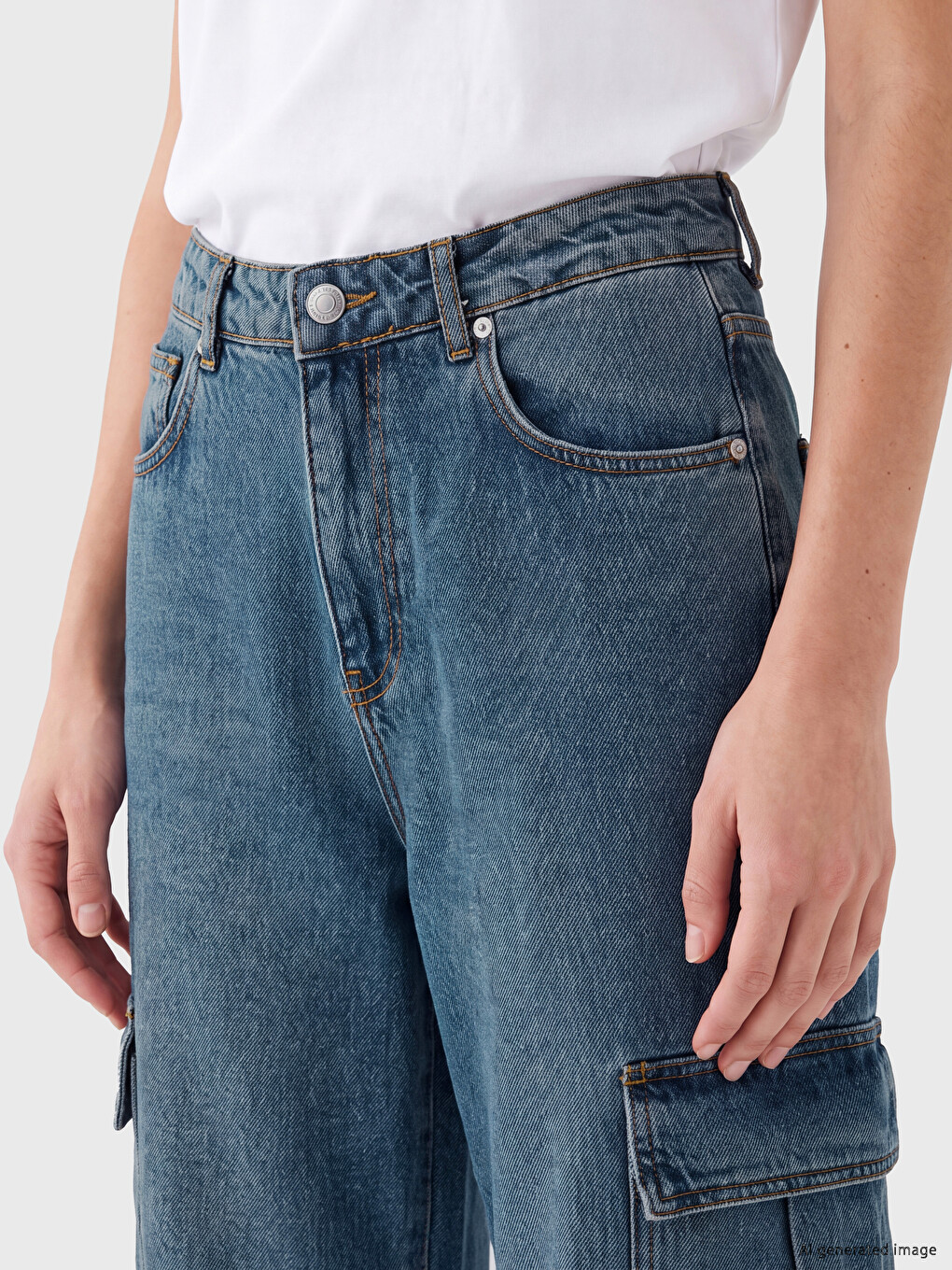 Regular Fit Cargo Women's Jeans-2