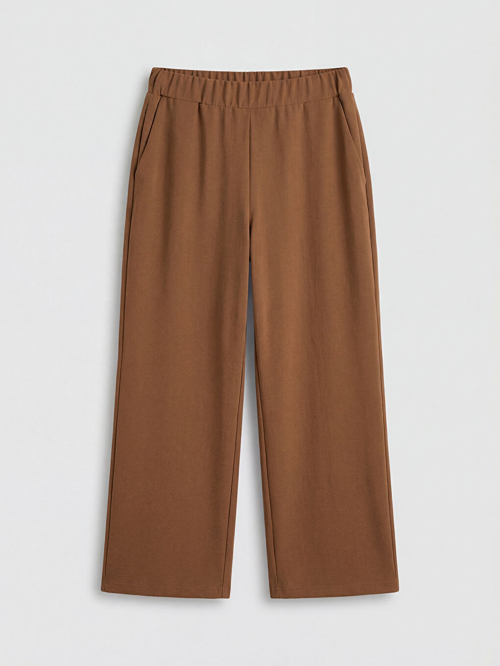 Pantalon Femme à Jambe Large à Taille Élastiquée-4