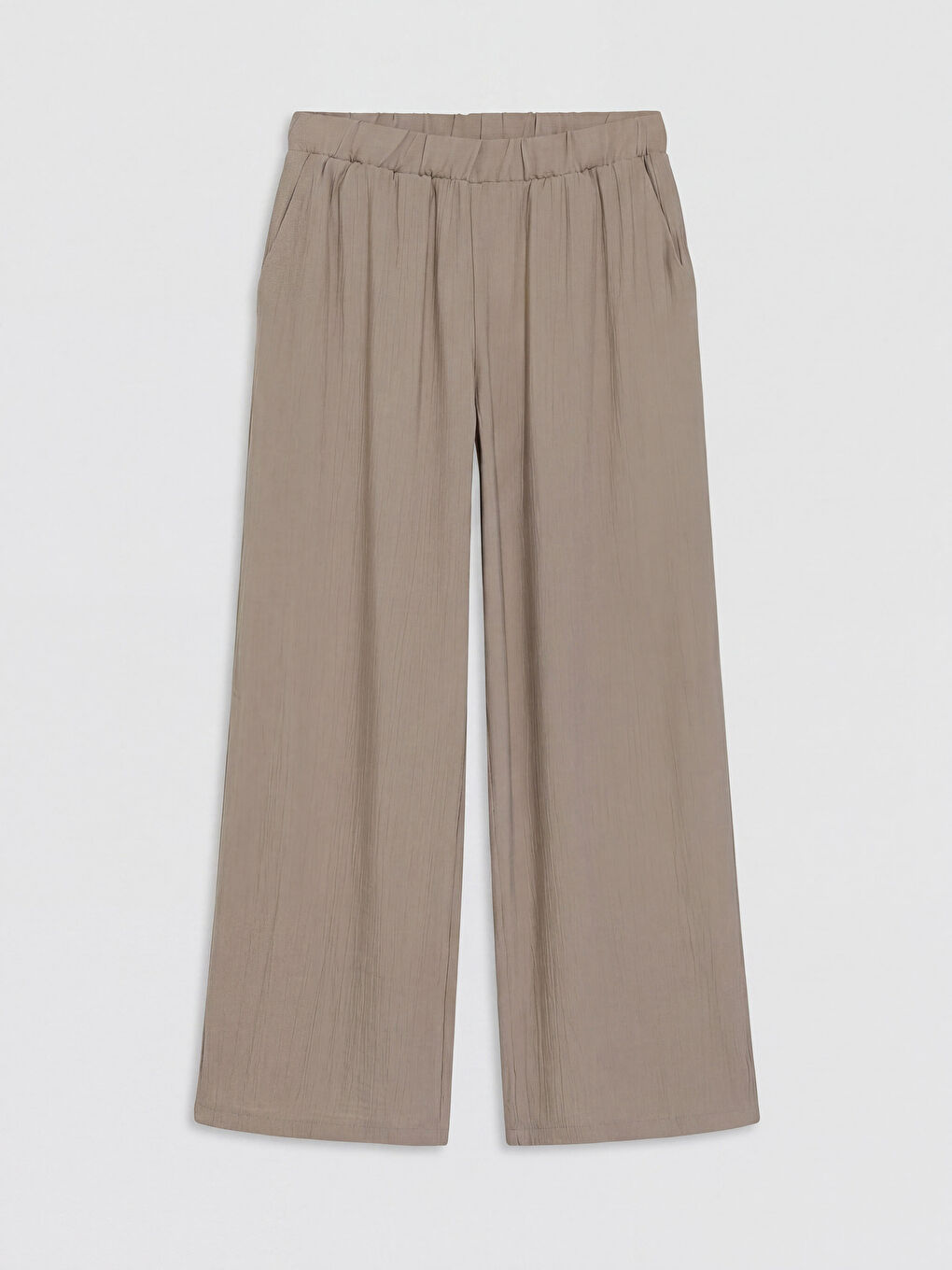 Kahverengi Beli Lastikli Kadın Saten Pantolon