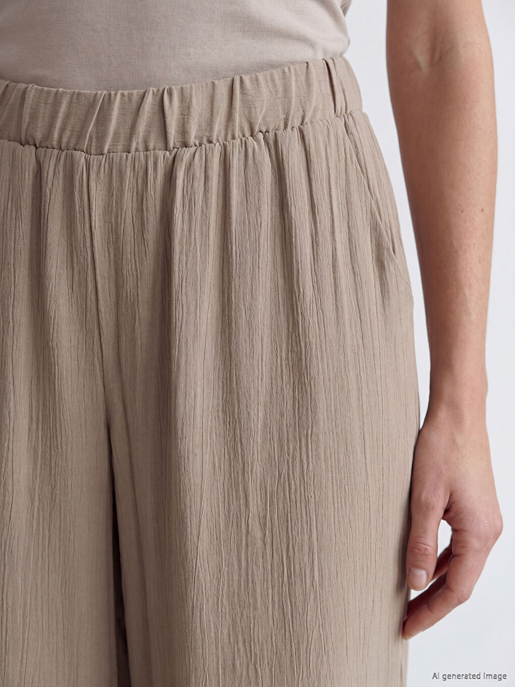 Ženske satenske pantalone sa elastičnim strukom-3