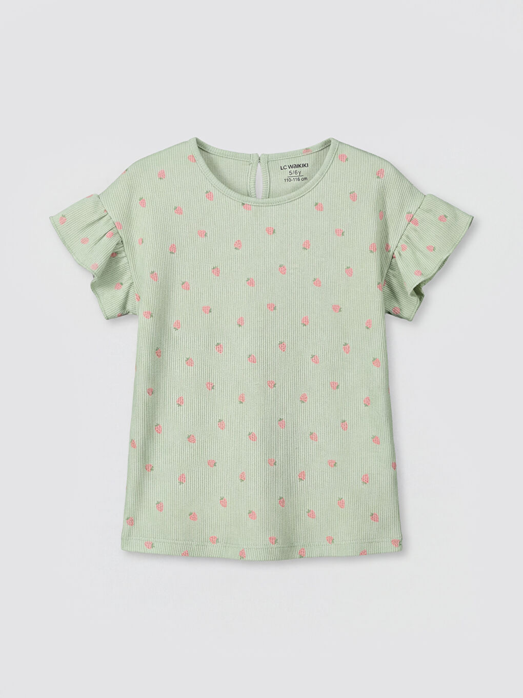 Yeşil Çilek Desenli Kız Çocuk Şort ve Tişört-1