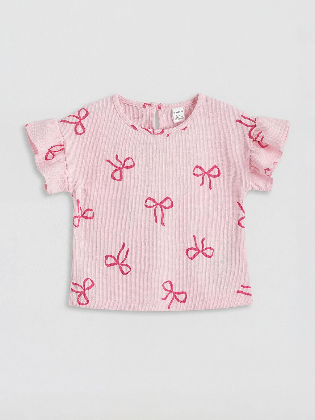 Pembe Fiyonk Desenli Kız Çocuk Tişört ve Şort-1