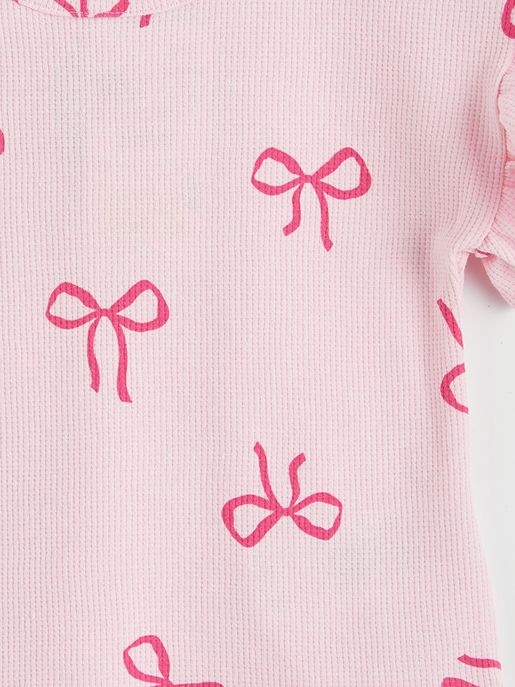 Pembe Fiyonk Desenli Kız Çocuk Tişört ve Şort-5