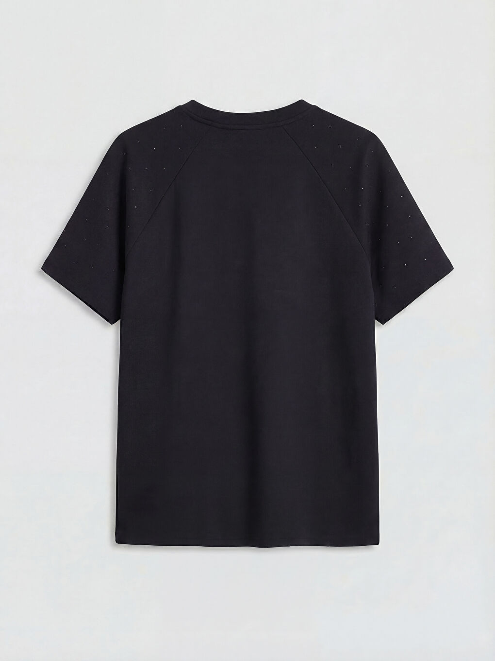 Siyah Bisiklet Yaka Taş İşlemeli Bluz-1