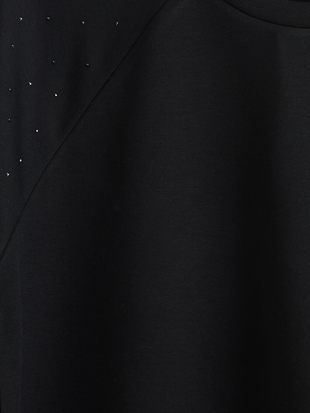 Siyah Bisiklet Yaka Taş İşlemeli Bluz-2