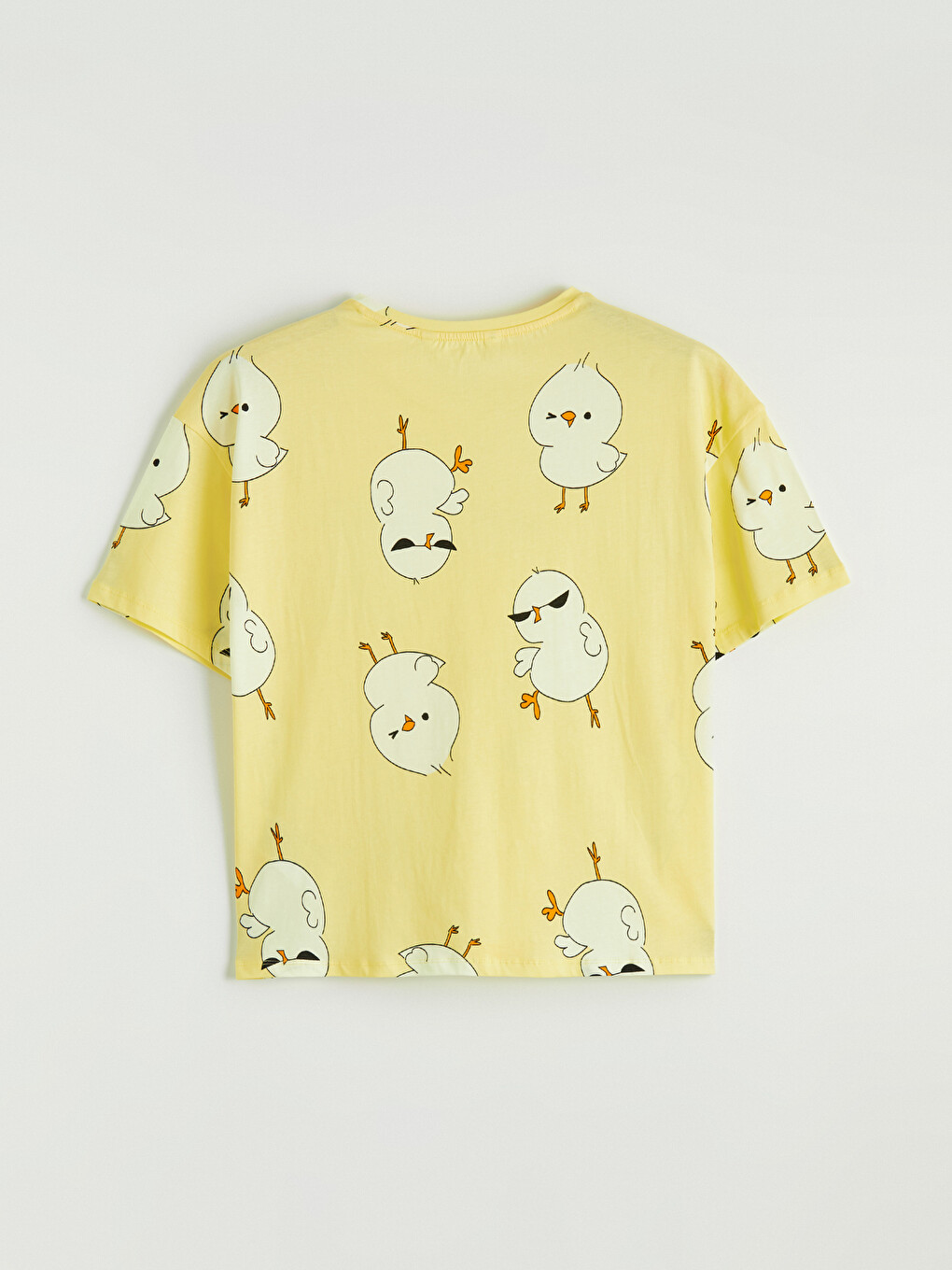 Sarı Bisiklet Yaka Desenli Kadın Pijama Üstü-3