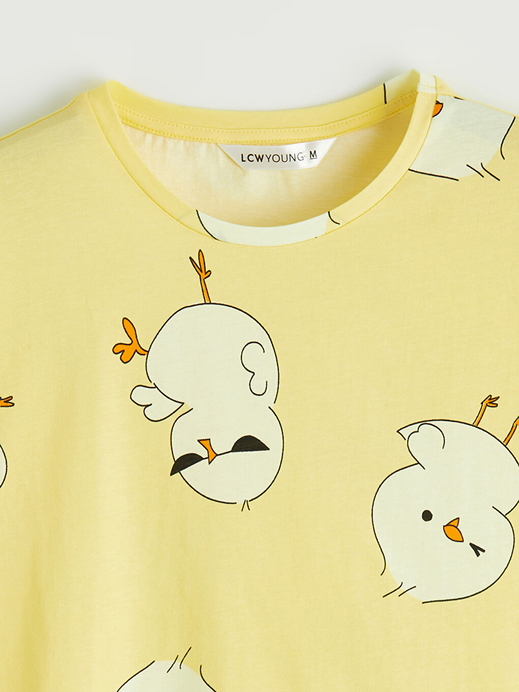 Sarı Bisiklet Yaka Desenli Kadın Pijama Takım-2