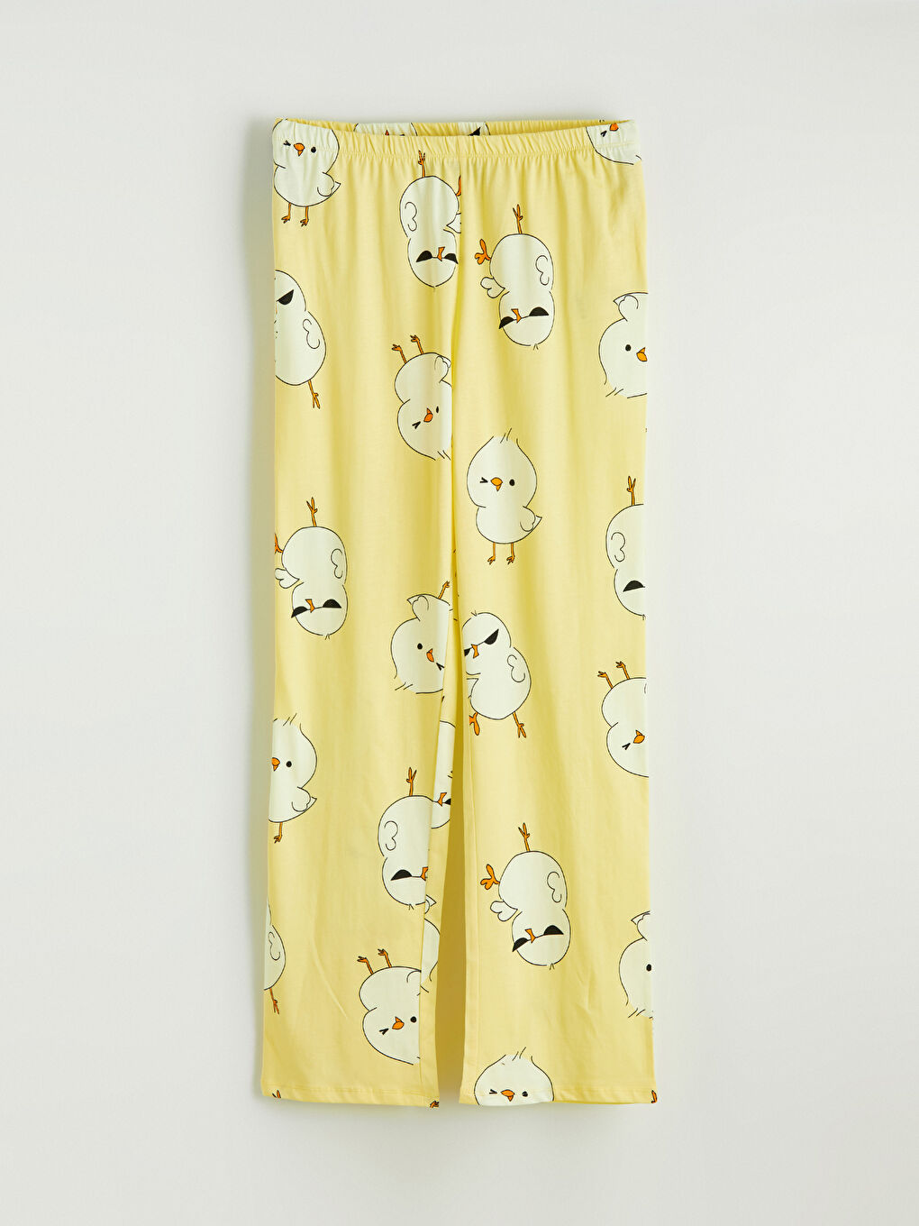 Sarı Bisiklet Yaka Desenli Kadın Pijama Takım-4