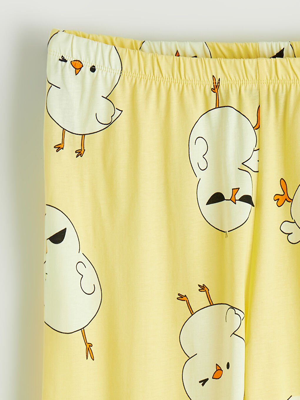 Sarı Bisiklet Yaka Desenli Kadın Pijama Takım-5