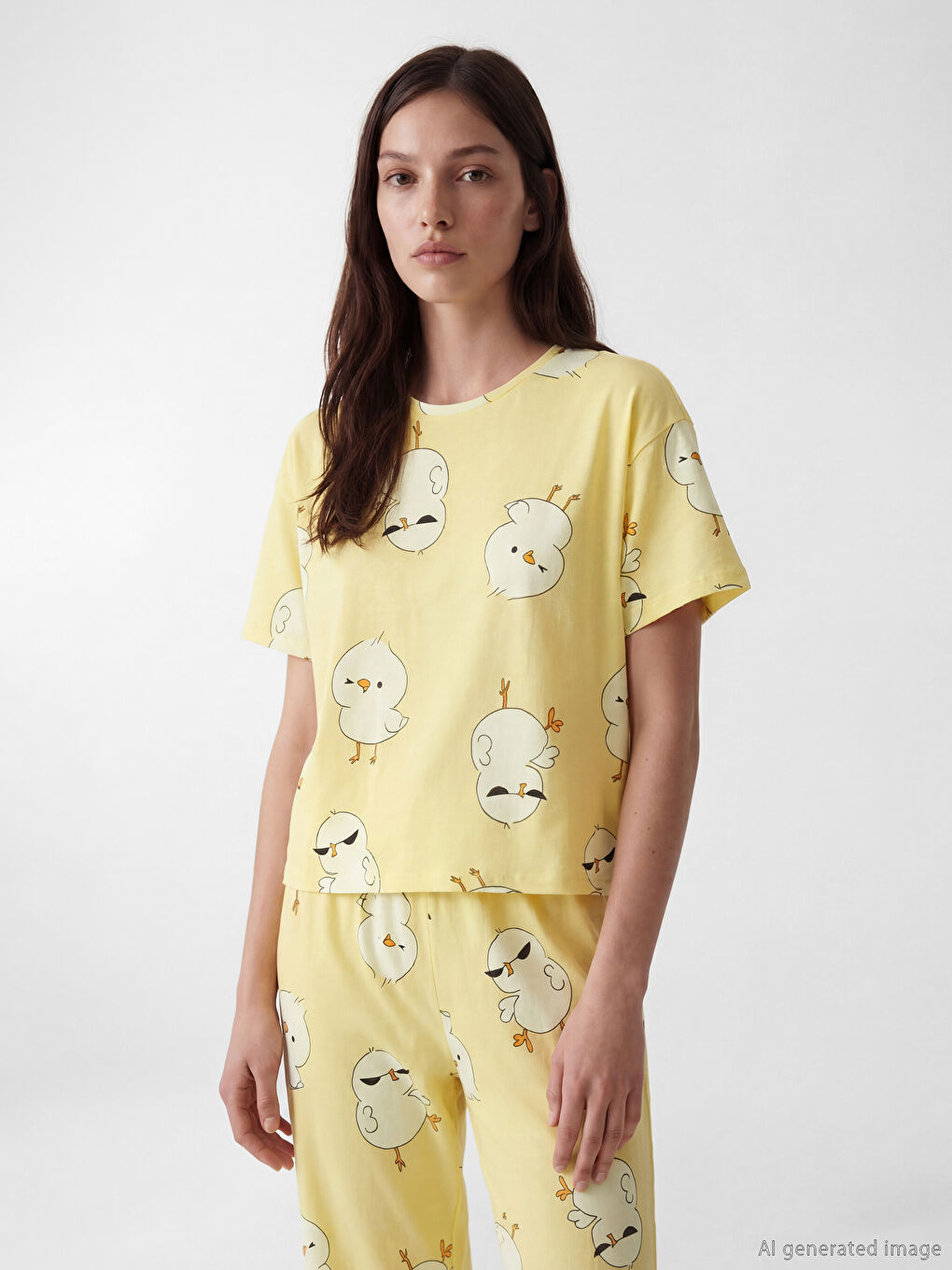 طقم بيجاما أصفر امرأة-1