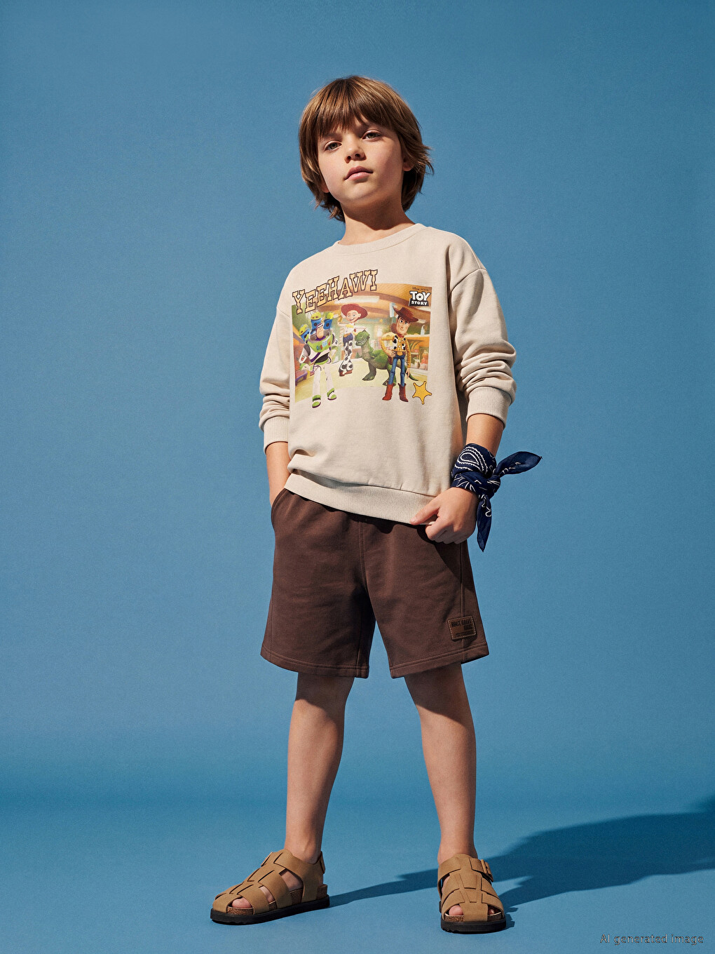 Gri Toy Story Baskılı Erkek Çocuk Sweatshirt-1