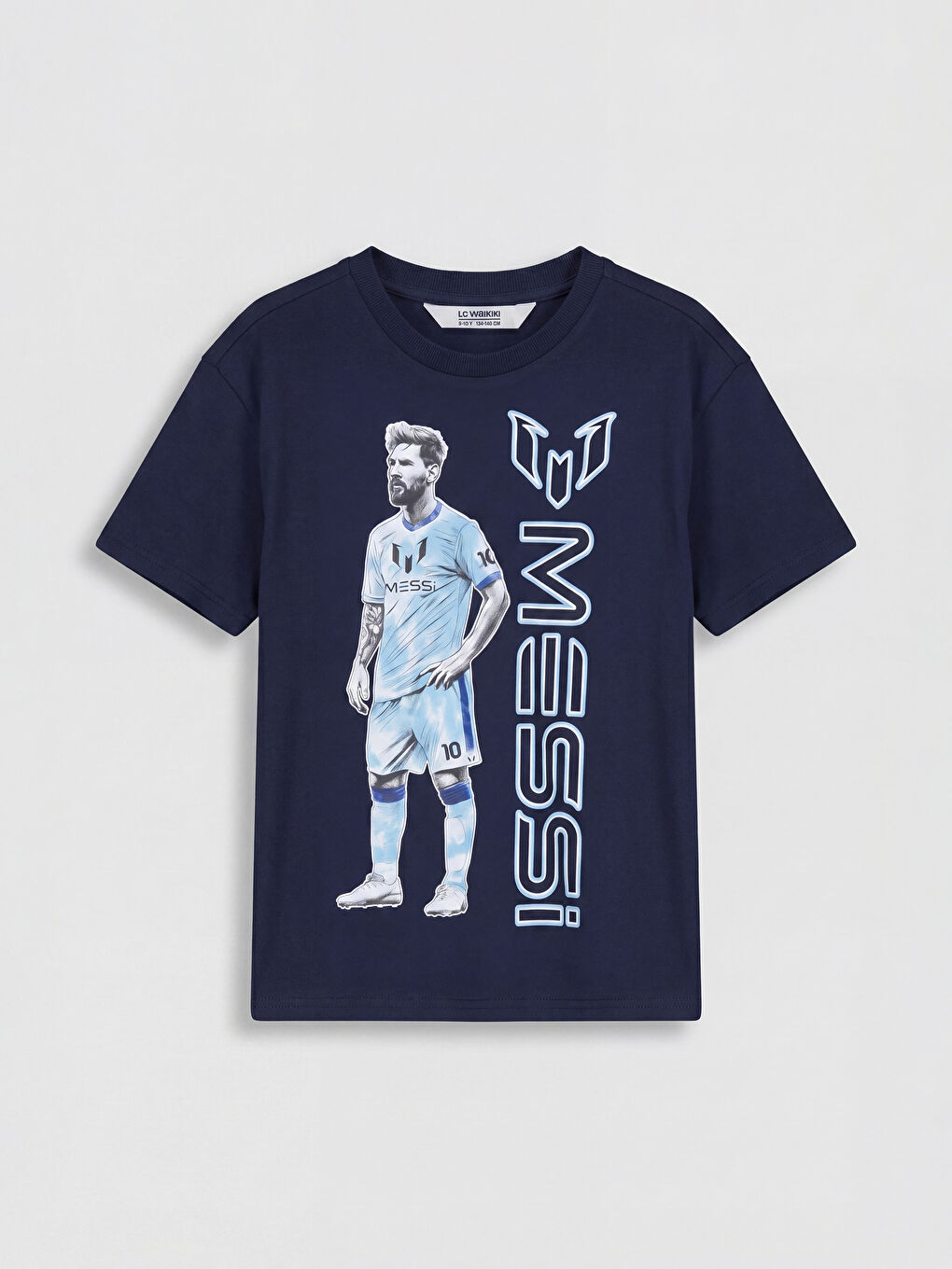 Lacivert Messi Baskılı Erkek Çocuk Tişört