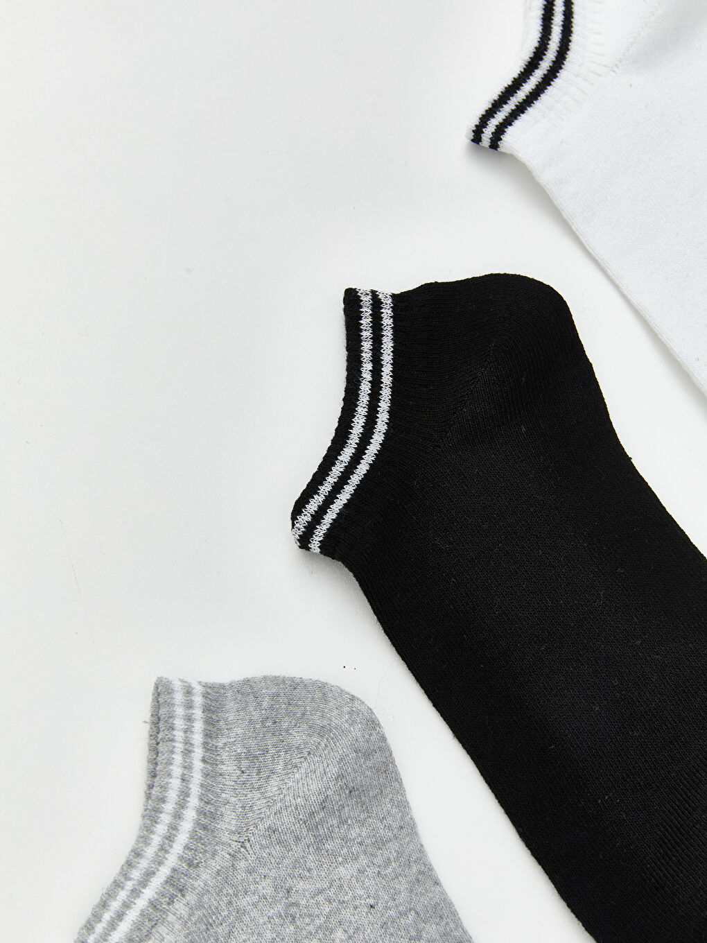 Gri Erkek Çocuk Çizgili Desenli Patik Çorap 3'lü-1