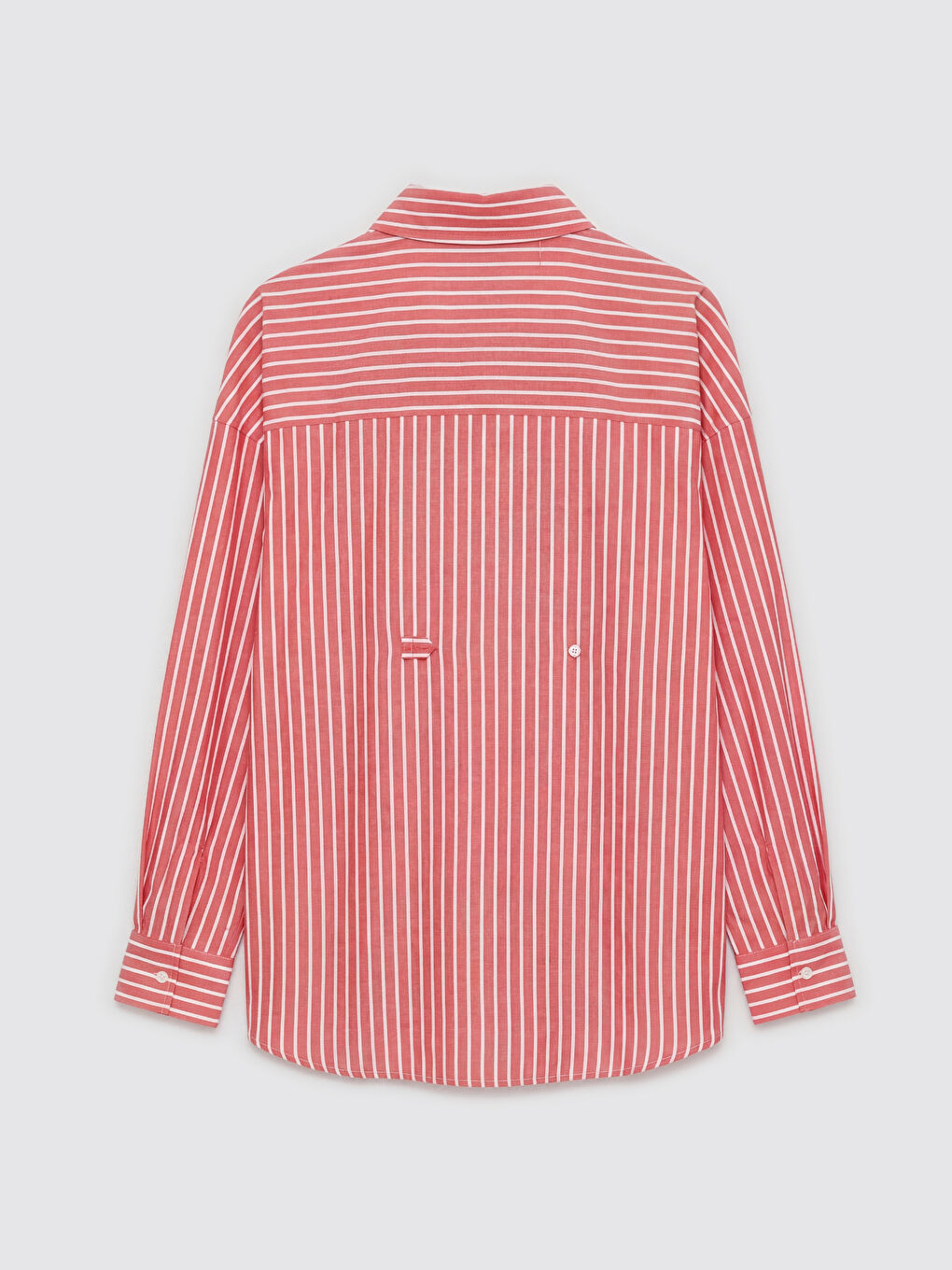 Kırmızı Çizgili Poplin Kadın Gömlek-1