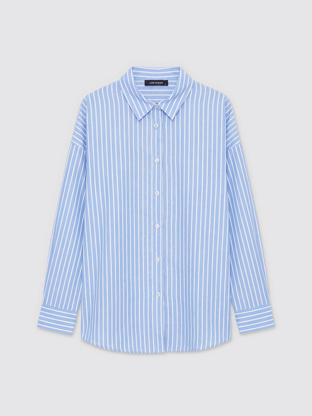 Mavi Çizgili Poplin Kadın Gömlek